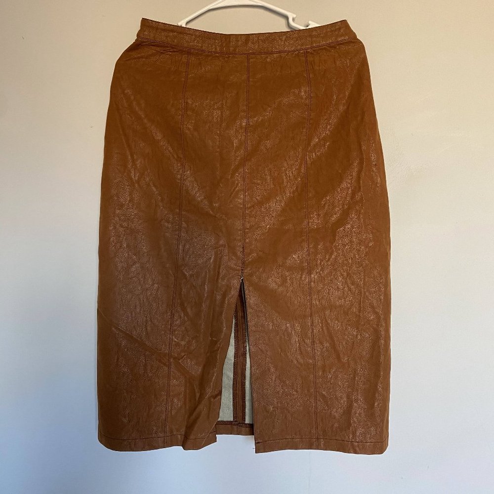 LoveRiche Faux Leather Brown Pencil Skirt Size L